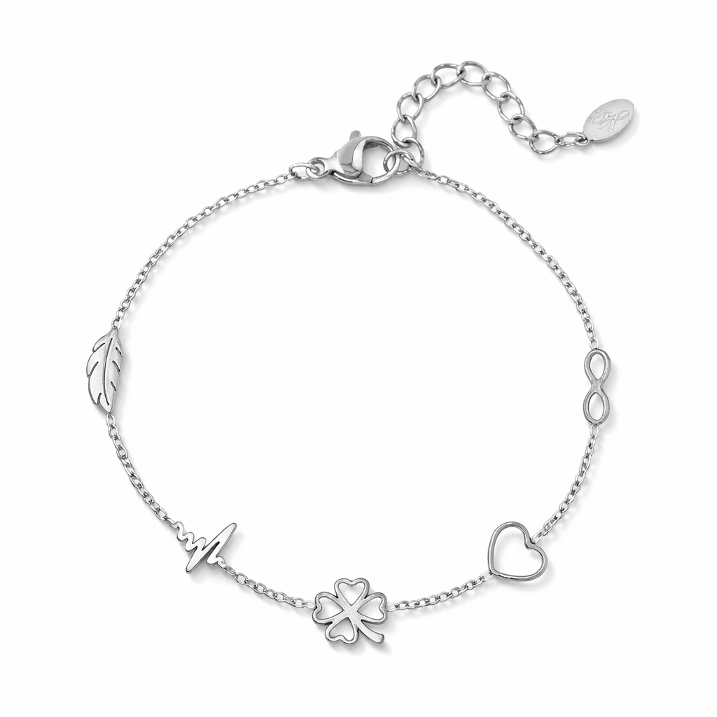 Armband Klee Unendlichkeit Liebe Armband  Charms Silberfarbenes Edelstahl Yehwang