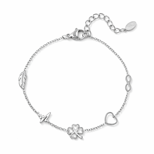 Armband Klee Unendlichkeit Liebe Armband  Charms Silberfarbenes Edelstahl Yehwang
