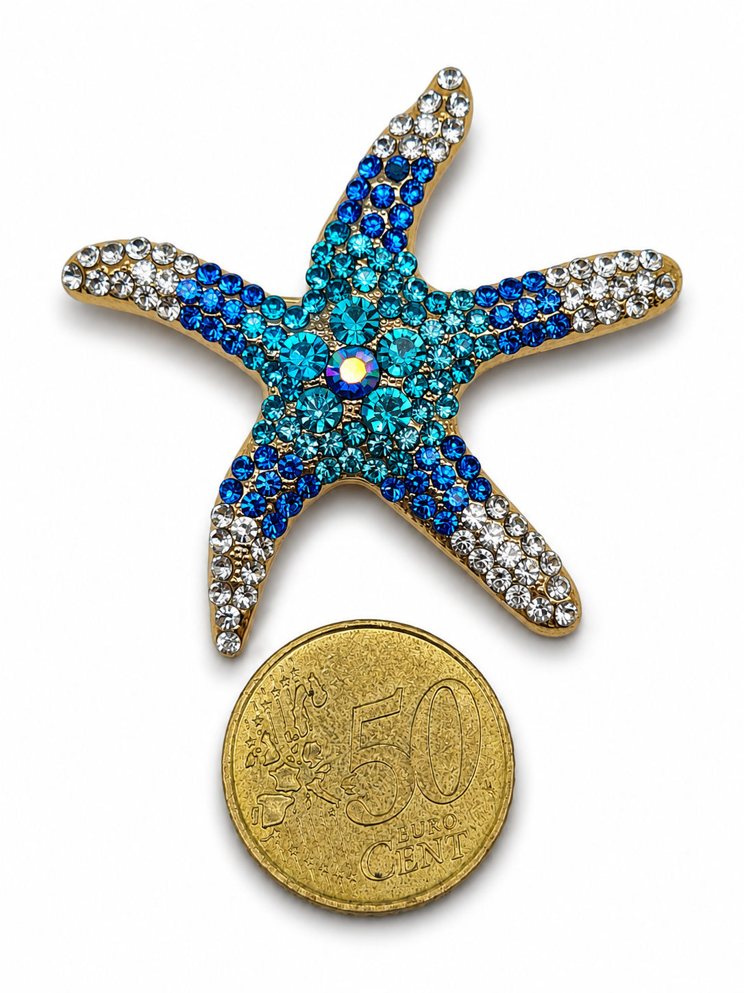 Brosche Ocean Treasures orange Seestern Rosa Blau Bunt Strand Urlaub