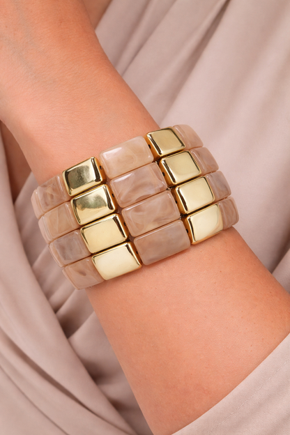 Armband Stretch Goldfarben Blassrosa Weiß Hellblau Hellgrün Beige Schwarz Nickelfrei
