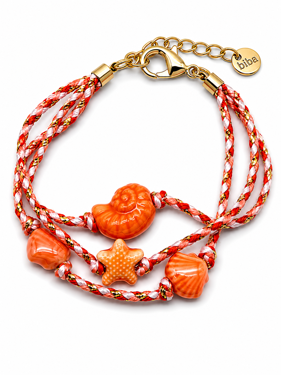 Armband Textil Keramik Ocean treasures Orange und Türkis