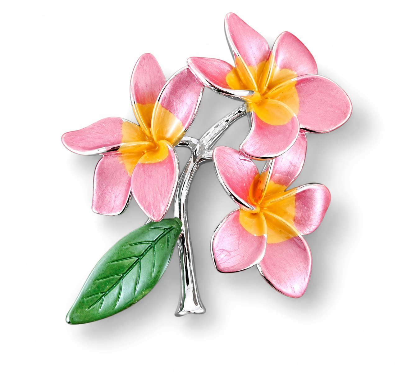 Brosche Jasmin-Mango versilbert Mediterran Sommer Urlaub