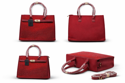 Handtasche Schloss Strass Umhängetasche Rot Bordeaux Statement Yehwang