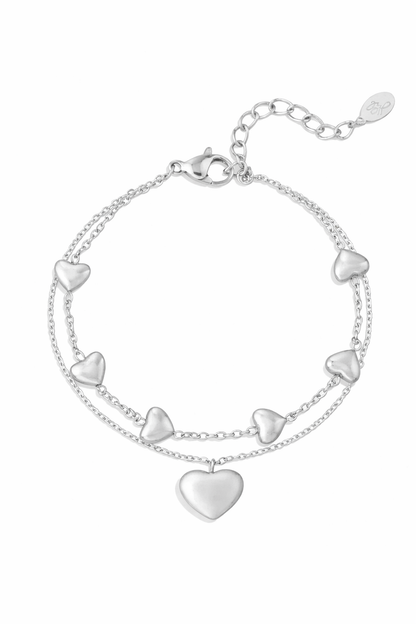 Armband Doppelarmband Silberfarbenen Herzchen Liebe Yehwang