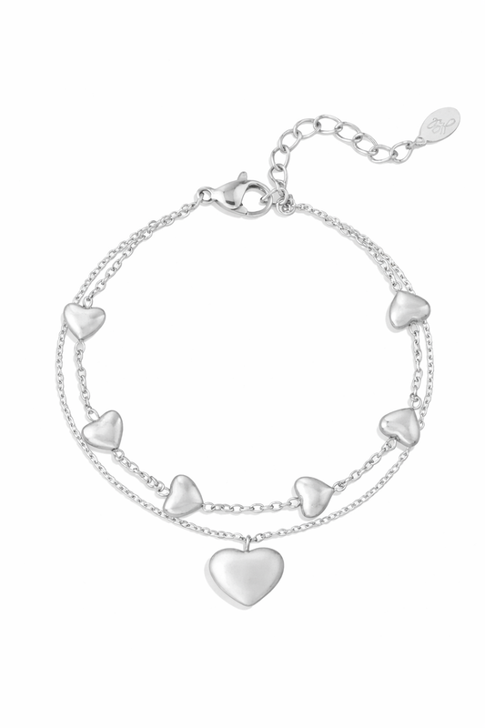 Armband Doppelarmband Silberfarbenen Herzchen Liebe Yehwang