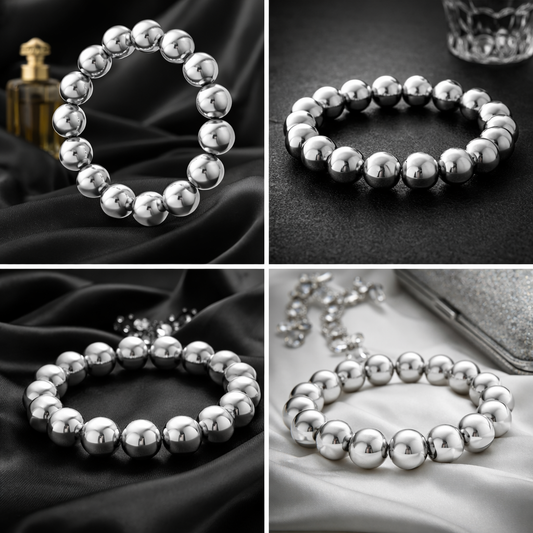 Armband Silberfarbenen Perlen luxuriös elegant zeitlos Nickelfrei Yehwang