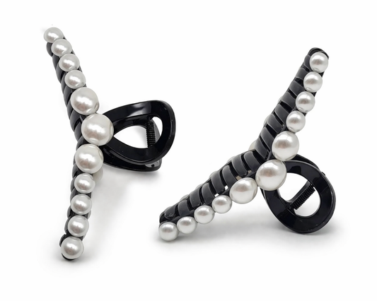 Haarklammer Haarschmuck Schwarz Perlen Elegant Yehwang