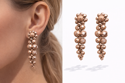 Biba Ohrhänger Crystal-Steinchen Bronze Taupe Rot Elegant Chic