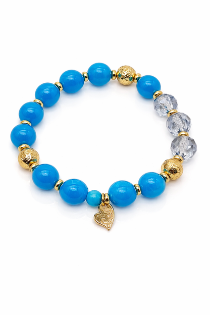 Armband elastisch Blau Gold Transparent Nickelfrei Sweet7 Statement