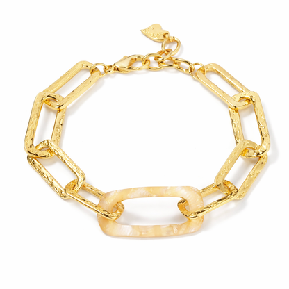 Armband Gold Matt Beige Gliederarmband 17,5 cm Stainless Steel Nickelfrei Sweet7