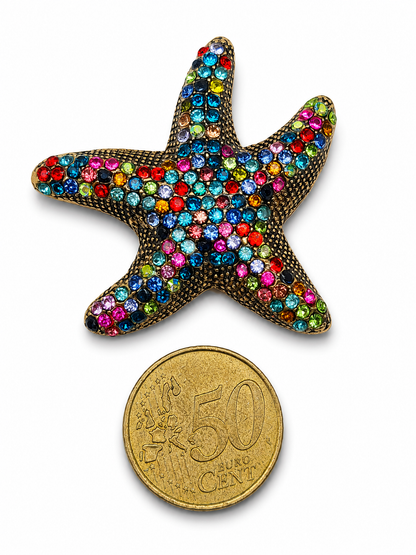 Brosche Ocean Treasures orange Seestern Rosa Blau Bunt Strand Urlaub