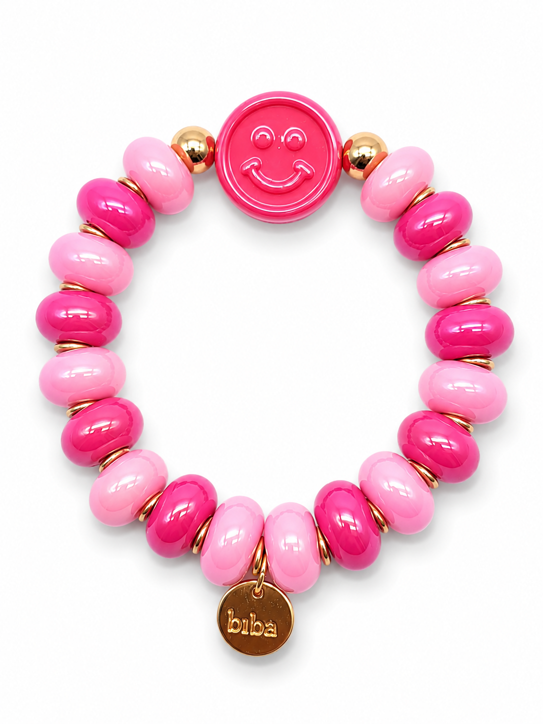 Armband Smiley elastisch bunte Süßigkeiten Candy Biba Rosa Pink Orange Lila