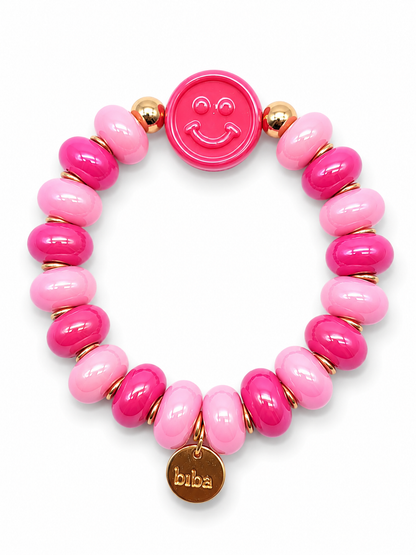 Armband Smiley elastisch bunte Süßigkeiten Candy Biba Rosa Pink Orange Lila