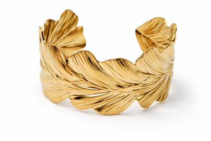 Armreif goldfarben Armband Nickelfrei  Blumen Blätter Glieder Cosmos