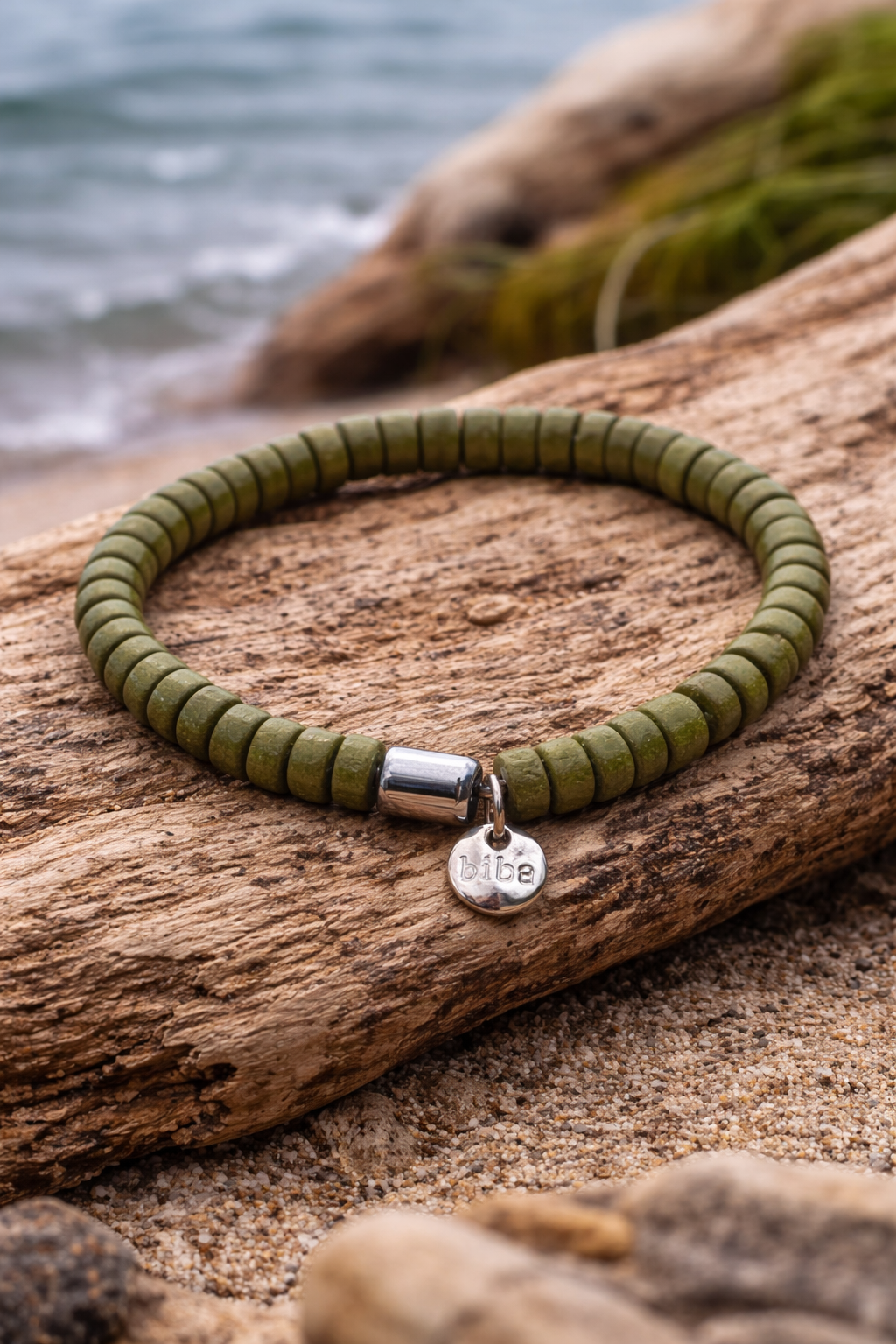 Armband elastisch mit kleine Holzperlen in verschiedene Farben Natur Biba