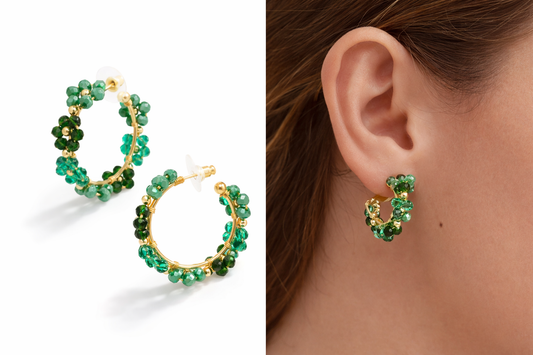 Creolen Blumen grüne Blüten Ohrringe nickelfrei Natur Blumen Yehwang