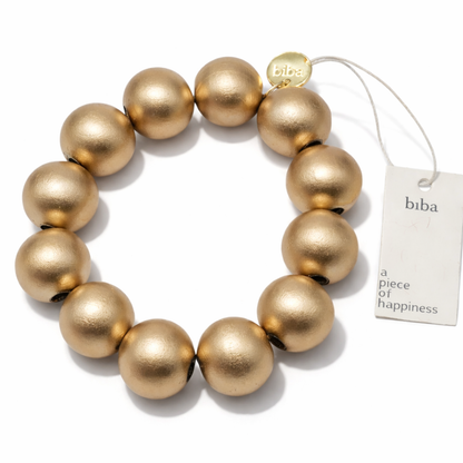 Armband Perlenarmband Holzperlen Matt Goldfarben Klassisch Elegant Trend Biba