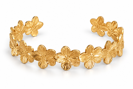 Armband Goldfarben Armreif Blumen Floral Natur Nickelfrei