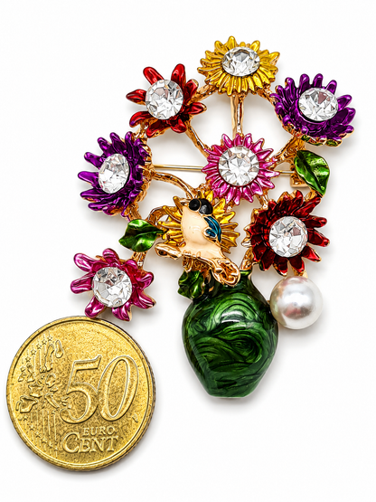 Brosche Blumen Lebensbaum Sonnenblumen Tulpen Biedemeier