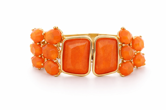 Armreif Orange Abstrakt nickelfrei Klapp-Armband Goldfarben Cosmos
