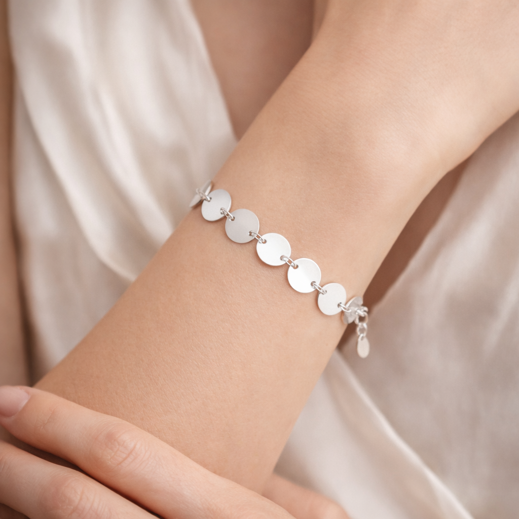 Armband mit verbundenen silberfarbene Plättchen Nickelfrei Yehwang