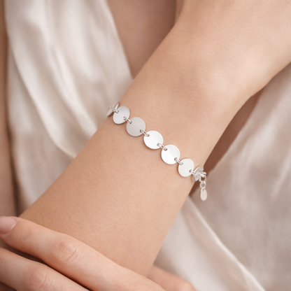 Armband mit verbundenen silberfarbene Plättchen Nickelfrei Yehwang