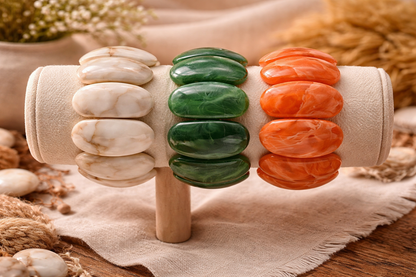 Armband Stretch grün Marmor Orange nickelfrei Acryl Trend 2026 Yehwang