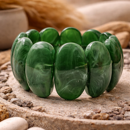 Armband Stretch grün Marmor Orange nickelfrei Acryl Trend 2026 Yehwang