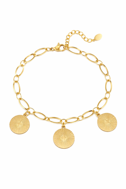Armband 3 Münzen-Armband Goldfarben Kombinierbar Nickelfrei Yehwang