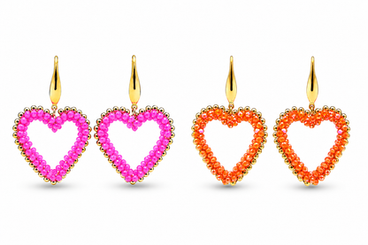 Ohrhänger Goldfarben Pink oder Orange Herzen Liet & Joliet Nickelfrei