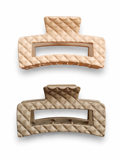 Haarklammer Braun Beige mit gesteppten Muster Yehwang