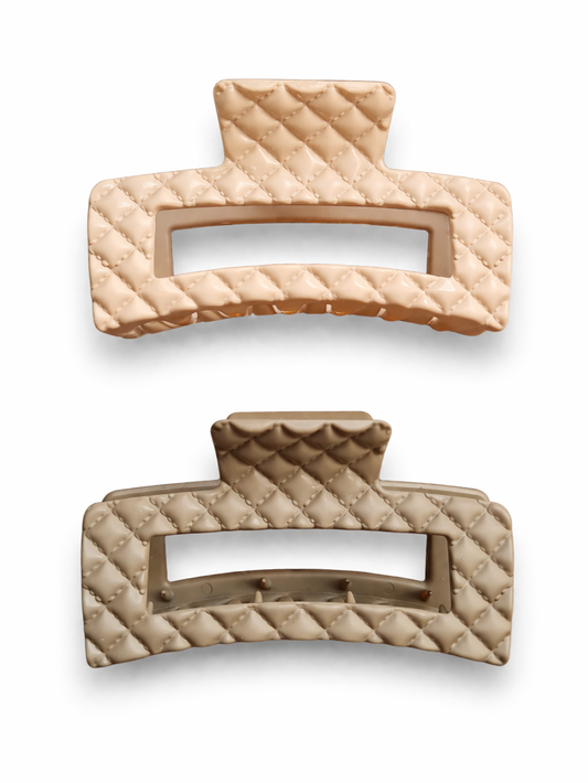 Haarklammer Braun Beige mit gesteppten Muster Yehwang