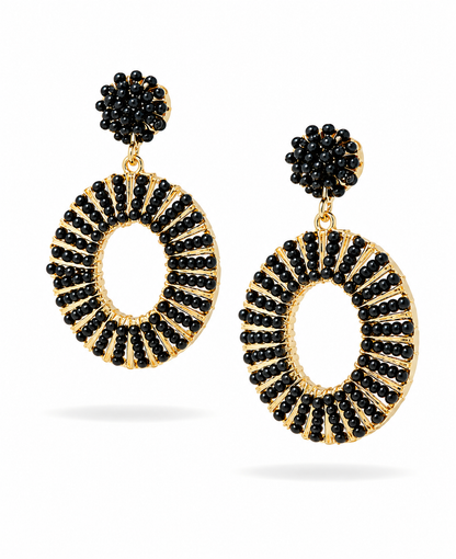 Ohrhänger Bead Bliss Ohrringe Schwarz Grün Goldfarben Ohrringe nickelfrei Yehwang