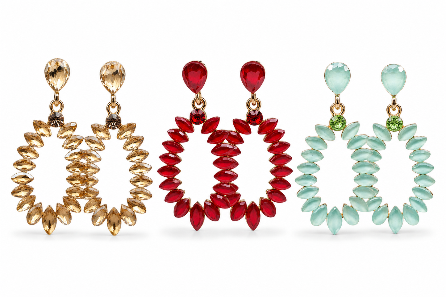 Ohrringe Orhhänger tropfenform Farben Nickelfrei Cat-Eye Stones Sweet7