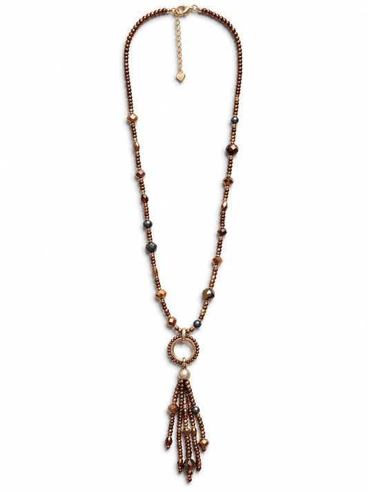 Halskette Langkette mit Anhänger mit Tiger-Eye Perlen Nickelfrei Sweet7
