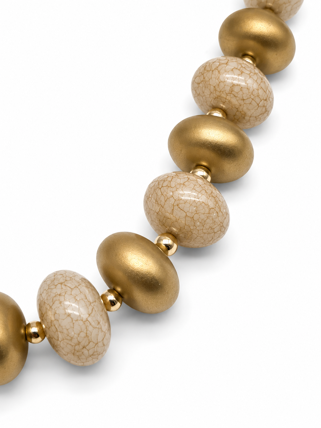 Halskette Kurzhalskette Goldfarben Beige Creme Donuts