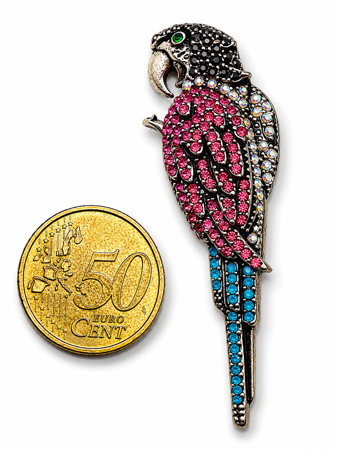 Brosche Kolibri Blau Pink Amazonas Vogel Vögel Trend Pfau Gockel