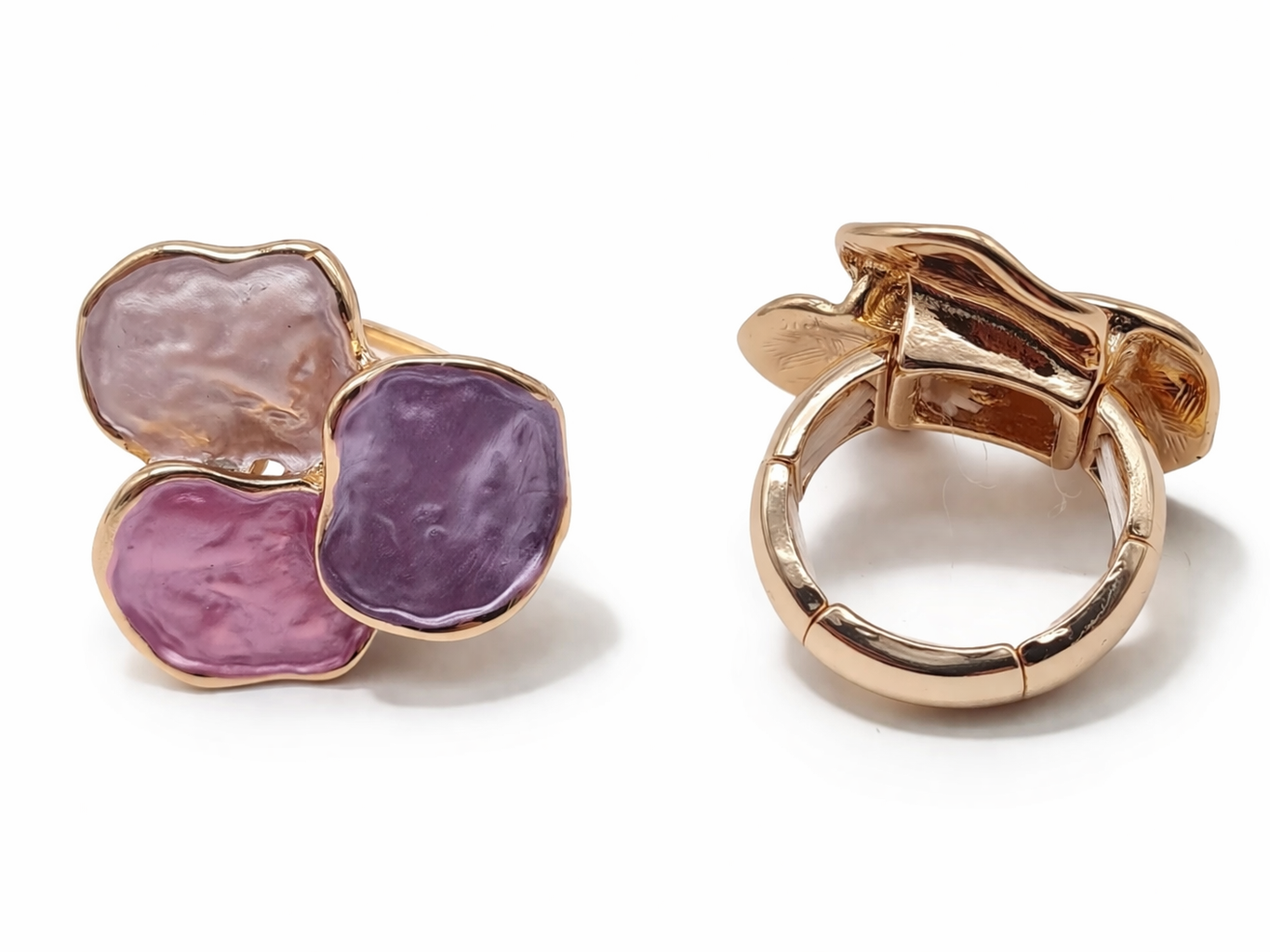 Ring Elastischer Ring Emailliertem Volant Tres Organic Lila Rosa Lavendel Amorino