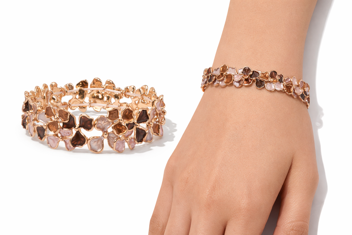 Armband Elastisches Armband Blumen Motiv Kaffeeflowers Pink-Daisy´s Amorino