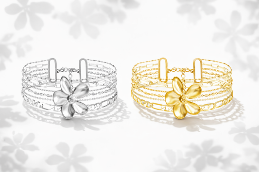 Armband Mehrfachkette Blumenmotiv Gold Silber Statement Trend Amorino