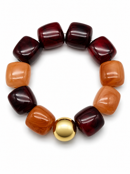 Armband Bricks Bunt elastisch Rot Gelb Schwarz Petrol Grün Goldfarben