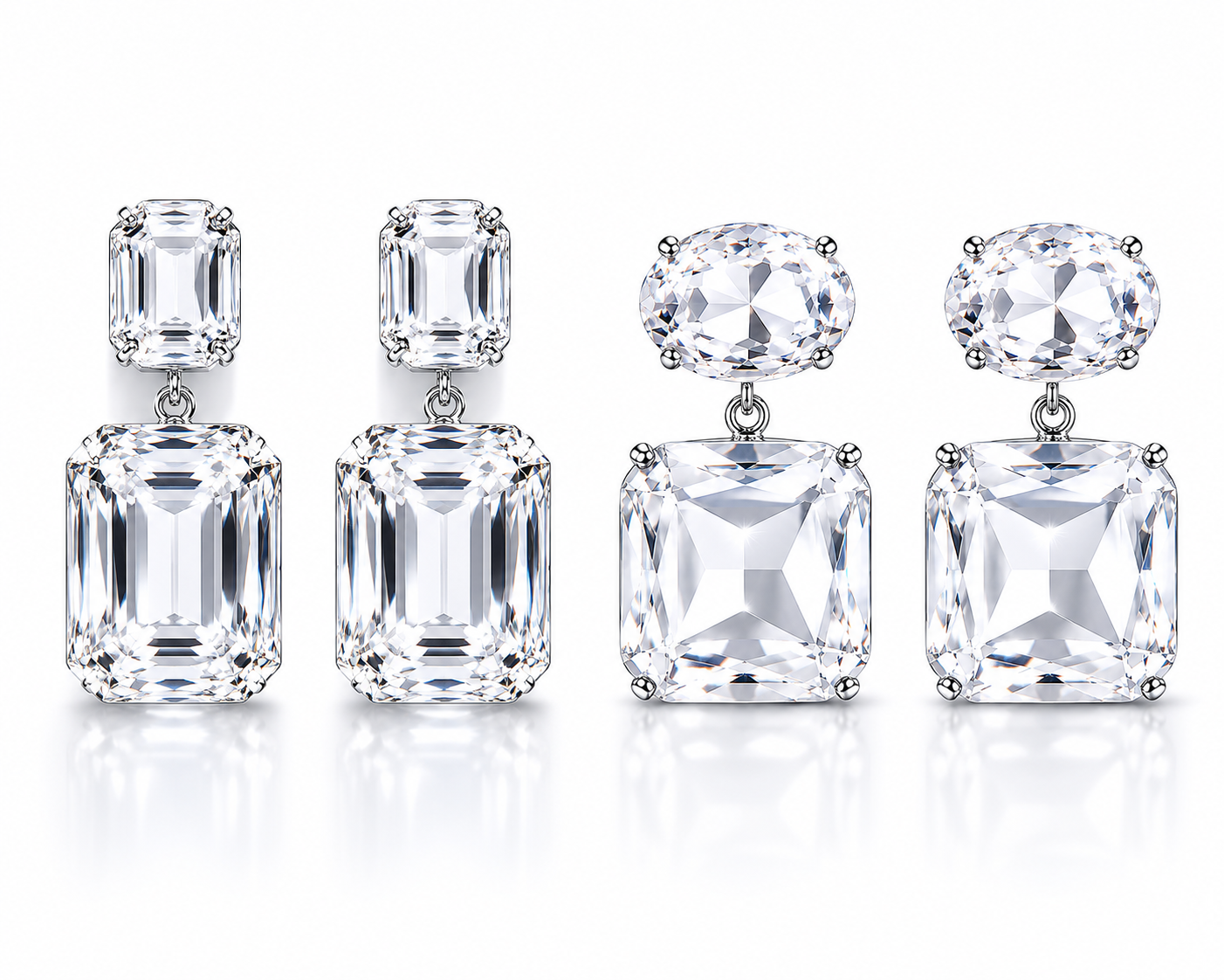 Ohrringe Glasperlen silberne Oval Rechteckig Glasperlen nickelfrei festlich Yehwang