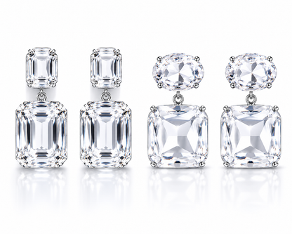 Ohrringe Glasperlen silberne Oval Rechteckig Glasperlen nickelfrei festlich Yehwang