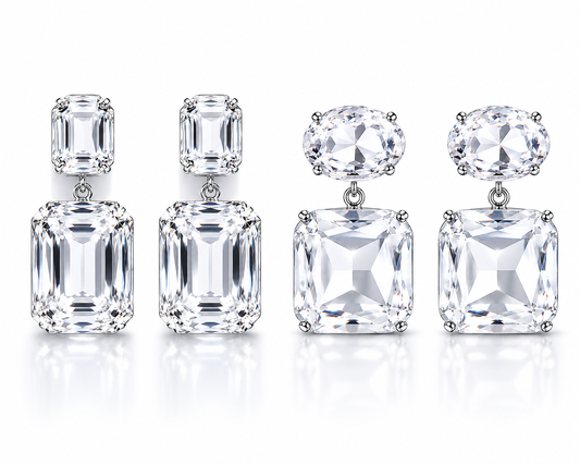 Ohrringe Glasperlen silberne Oval Rechteckig Glasperlen nickelfrei festlich Yehwang