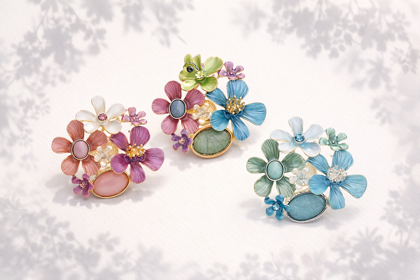 Brosche Blumen Blau Türkis Rosa Magnet Anstecknadel Trend 2026