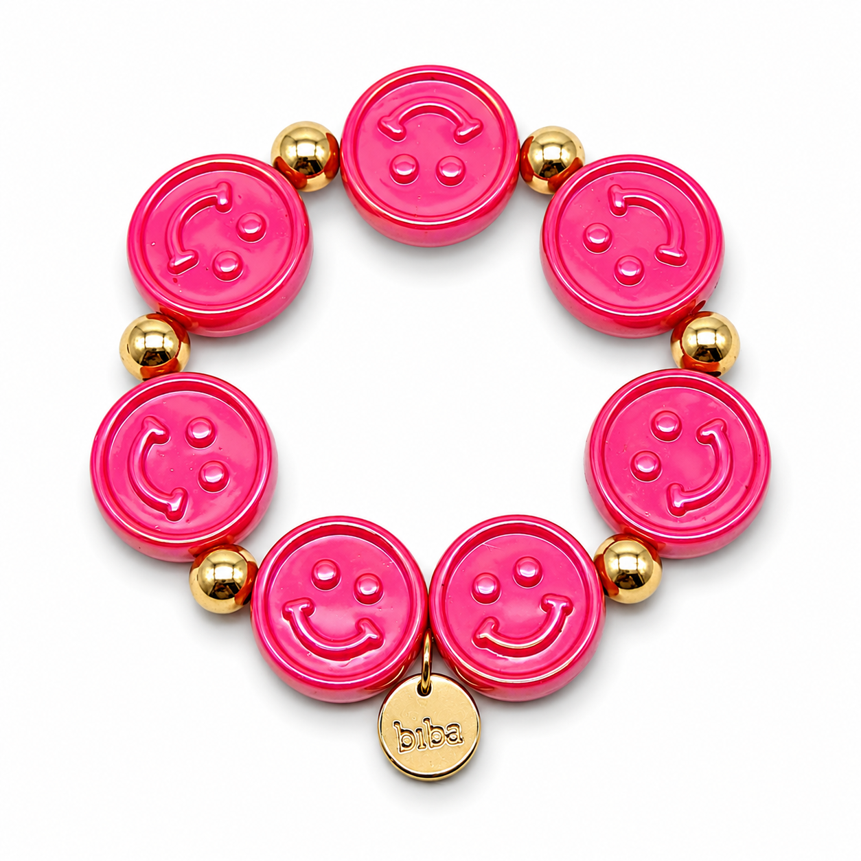 Armband Smiley elastisch bunte Süßigkeiten Candy Biba Rosa Pink Orange Lila