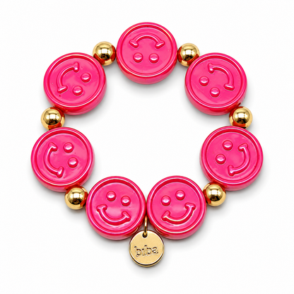 Armband Smiley elastisch bunte Süßigkeiten Candy Biba Rosa Pink Orange Lila