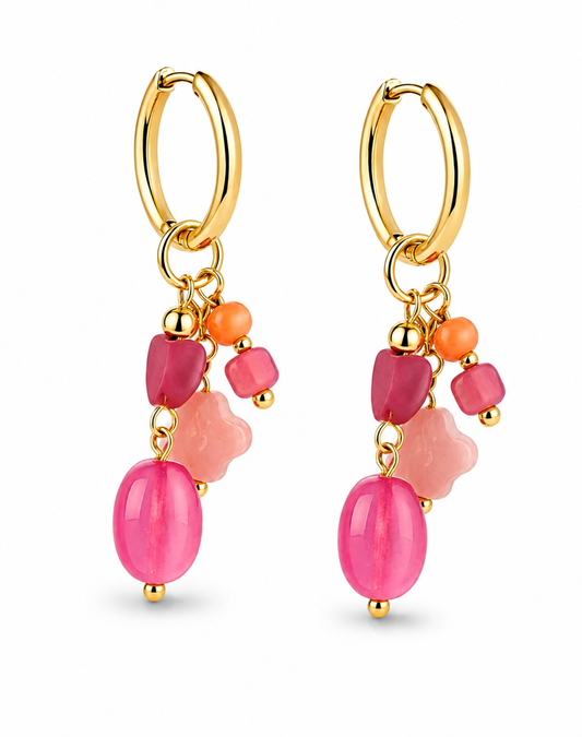 Ohrhänger Ohrringe Creolen Anhänger in Rosa Süß Trendy Michelle Bijou