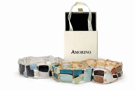 Armband elastisch Lila Kaffee Emaille nickelfrei Geschenk blau Braun schwarz Amorino