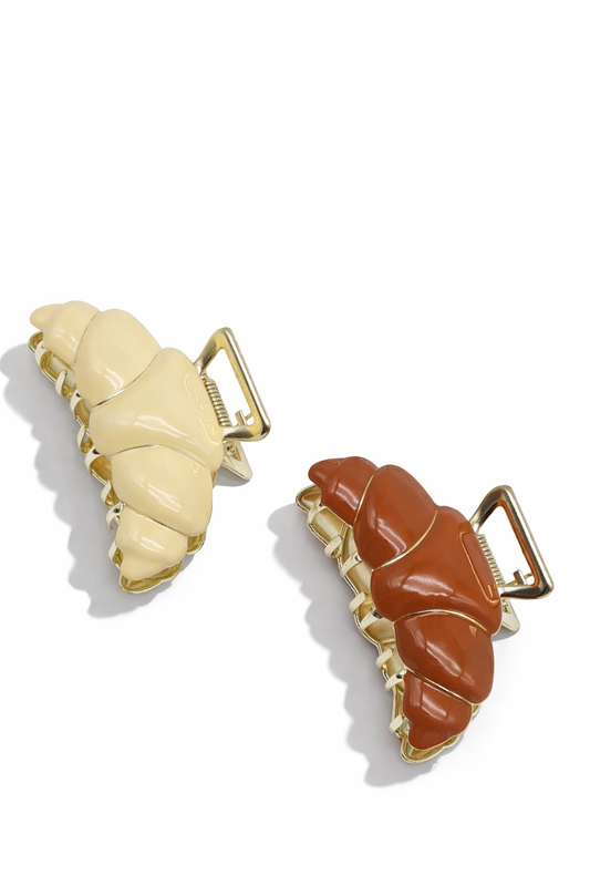 Yehwang Haarklammer haarschmuck Croissant braun creme goldfarben Metall